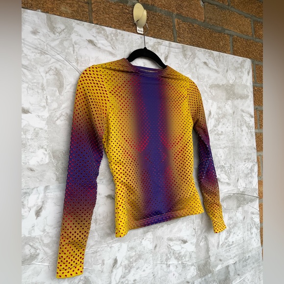 Sinead Gorey Purple & Yellow Laser-Cut Long Sleeve T-Shirt  size small - Picture 5 of 10